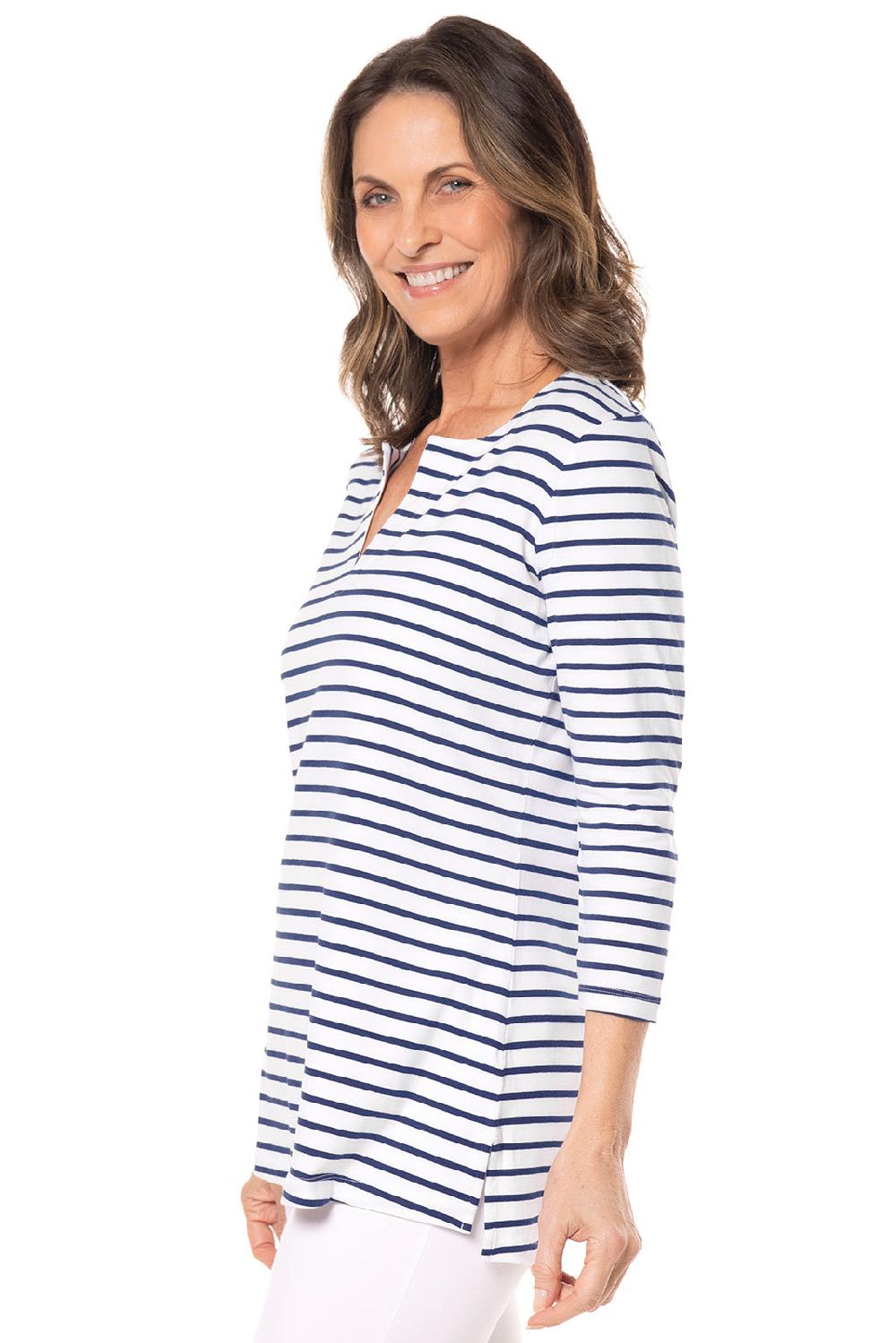 Coolibar Women's St. Lucia Tunic Top | White/Navy Stripe