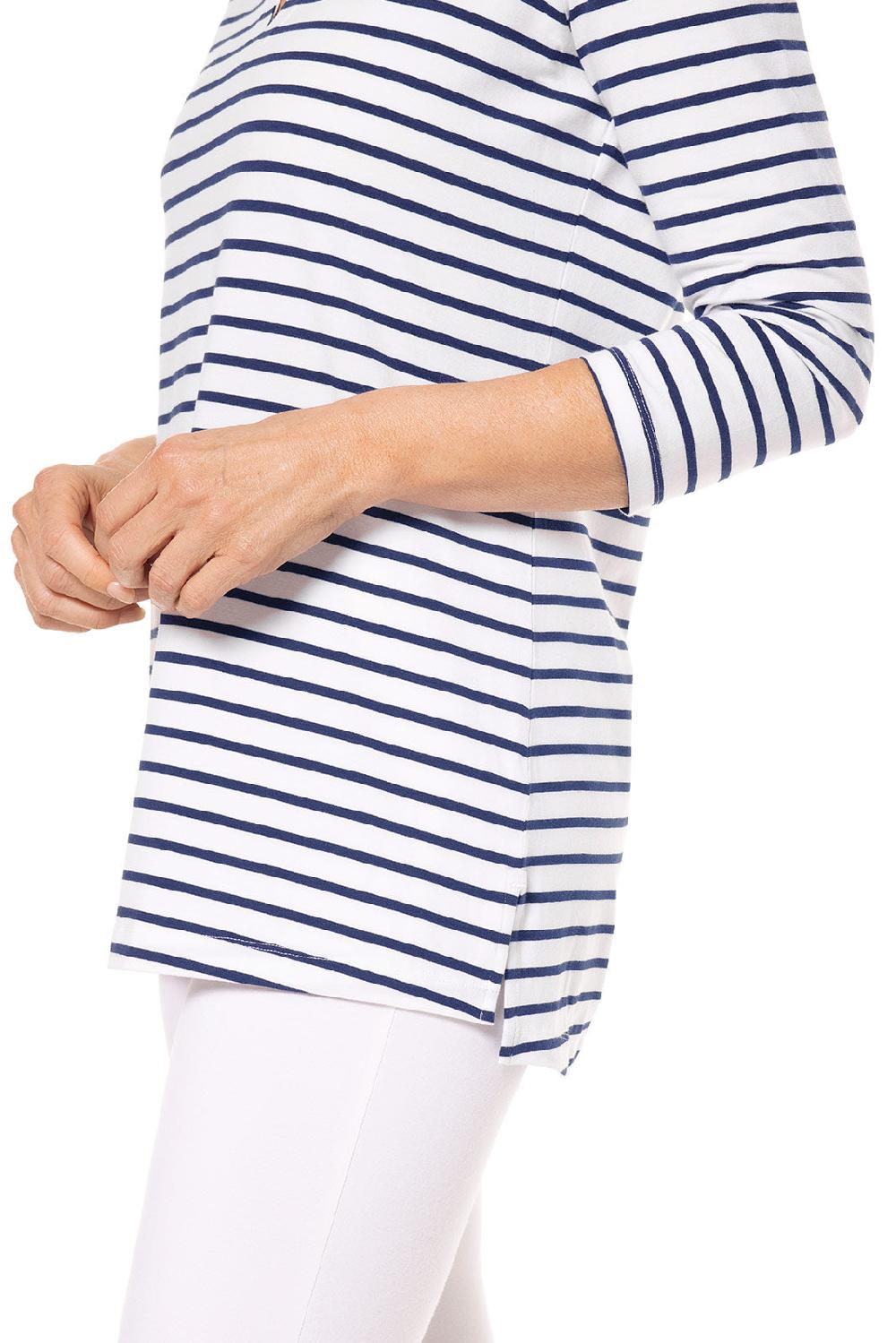 Coolibar Women's St. Lucia Tunic Top | White/Navy Stripe