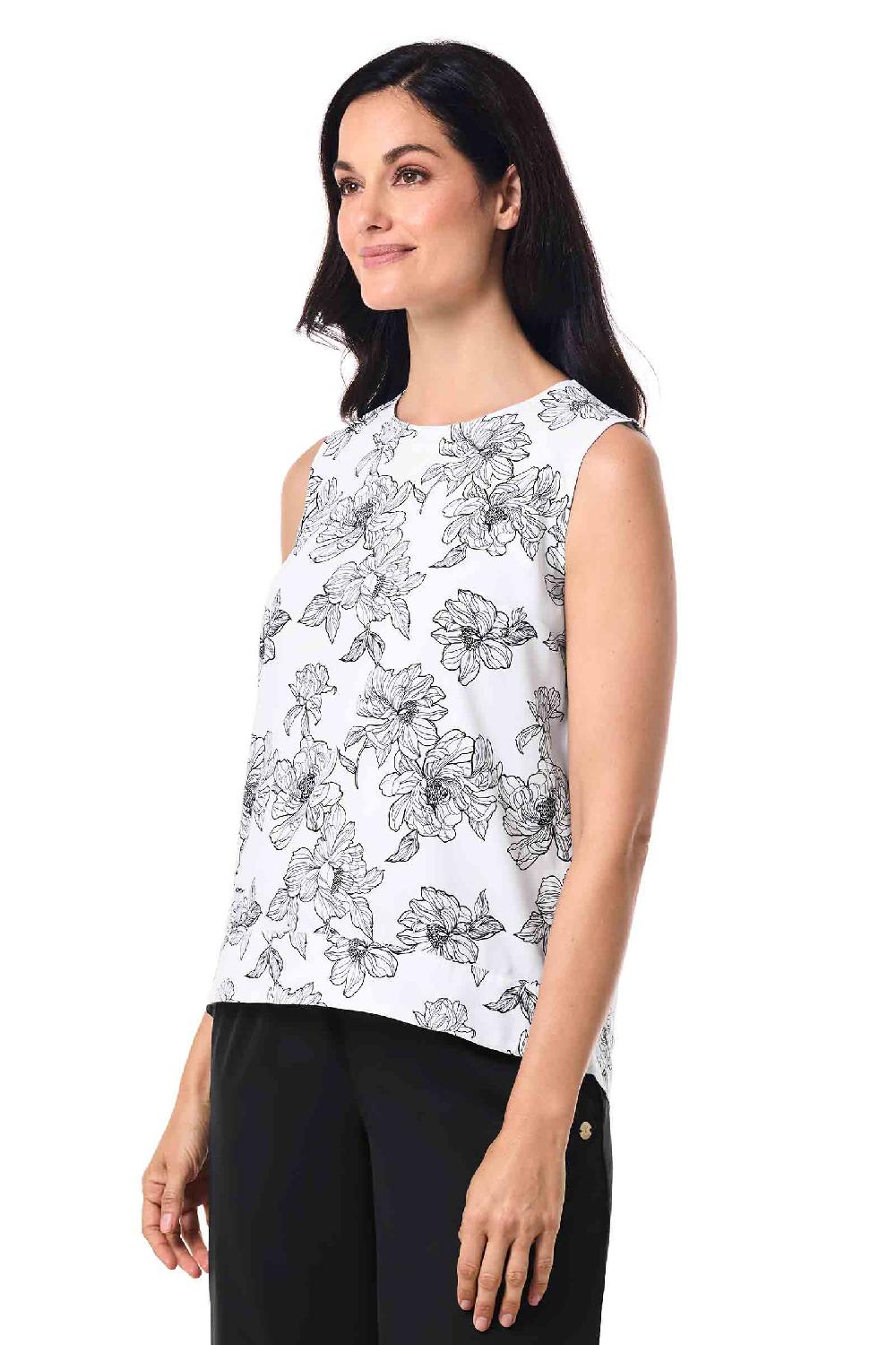 Coolibar Women's St. Tropez Swing Tank Top | White/Black Perfect Peony