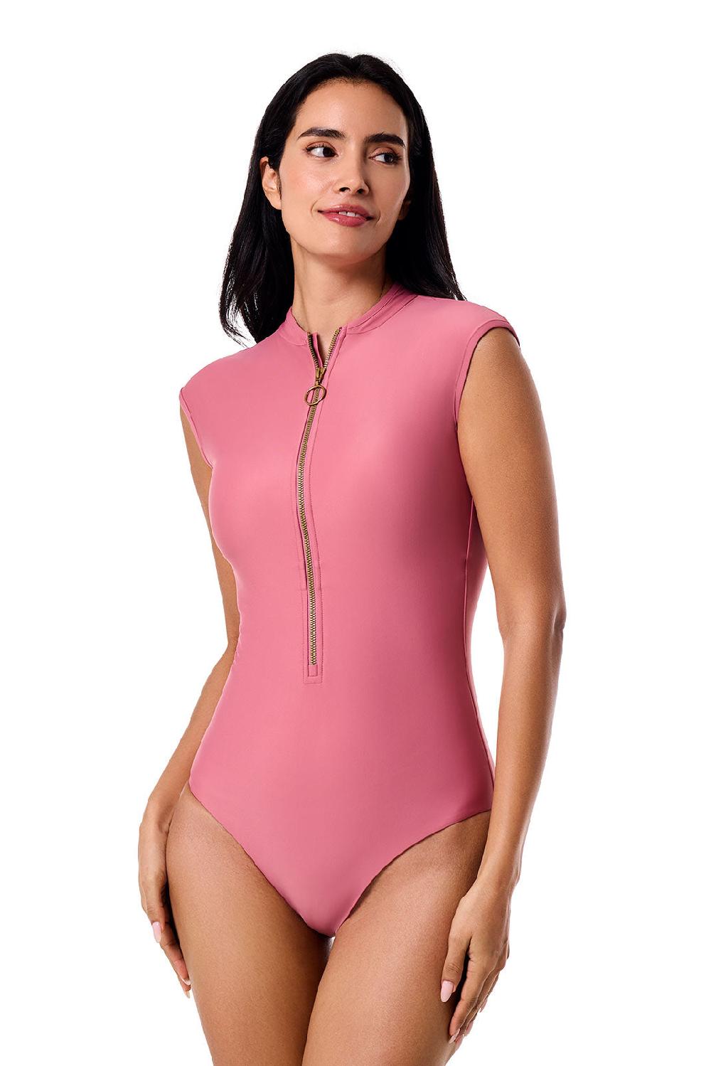 Coolibar Women's Sweetwater Cap Sleeve One Piece | Terracotta Rose