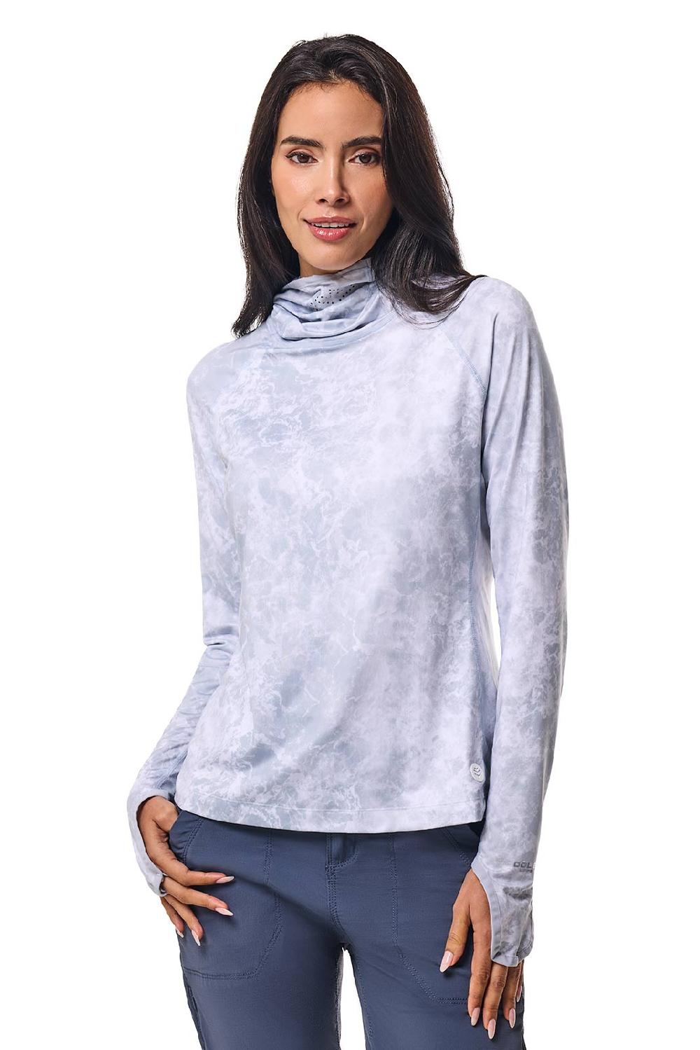 Coolibar Women's Vented Paros Fishing Hoodie | Grey Water Print