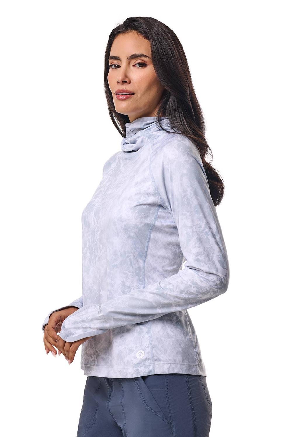 Coolibar Women's Vented Paros Fishing Hoodie | Grey Water Print