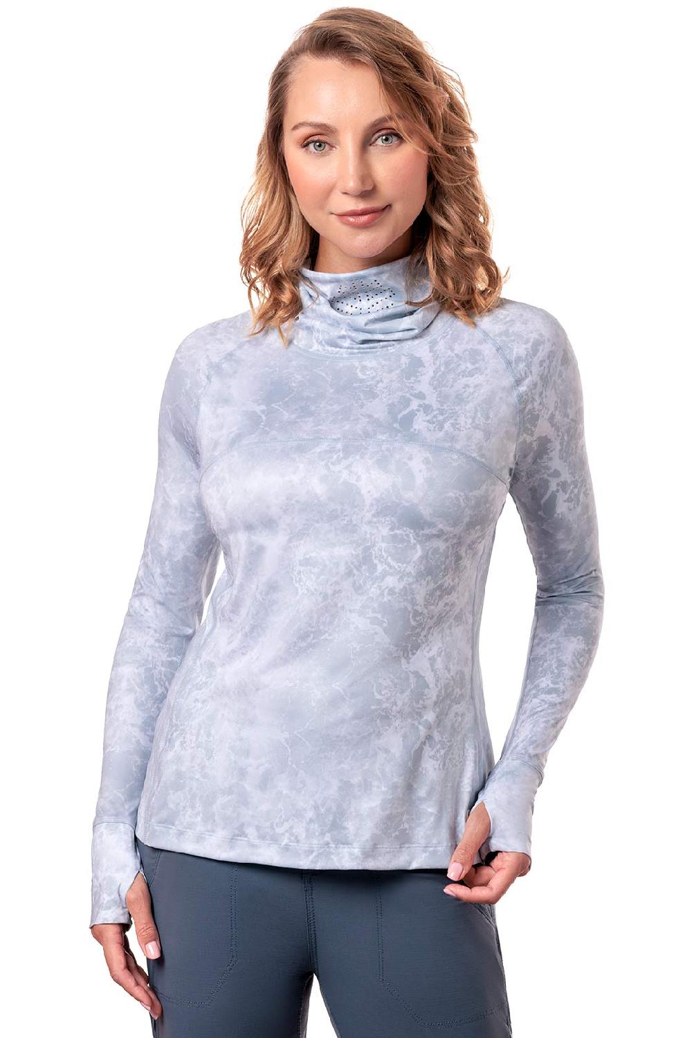 Coolibar Women's Vented Paros Fishing Tee | Grey Water Print