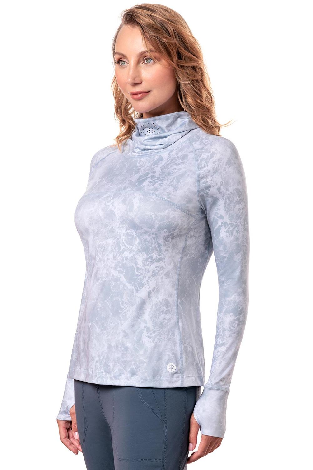 Coolibar Women's Vented Paros Fishing Tee | Grey Water Print