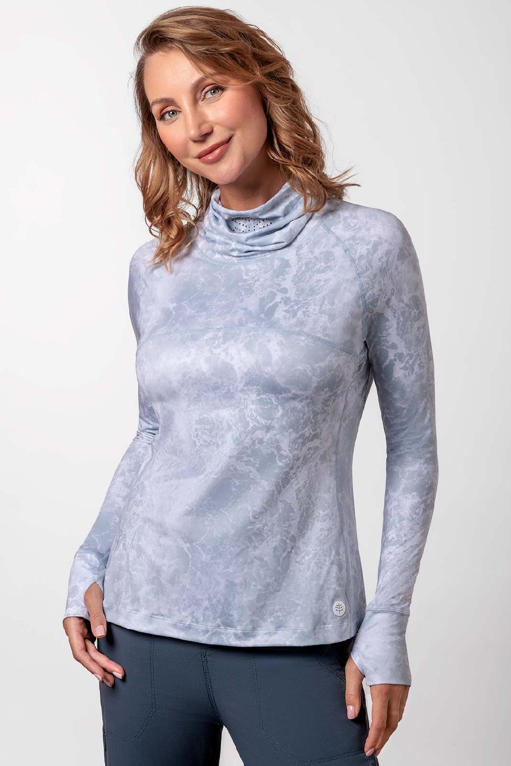 coolibar Women's Vented Paros Fishing Tee | Grey Water Print