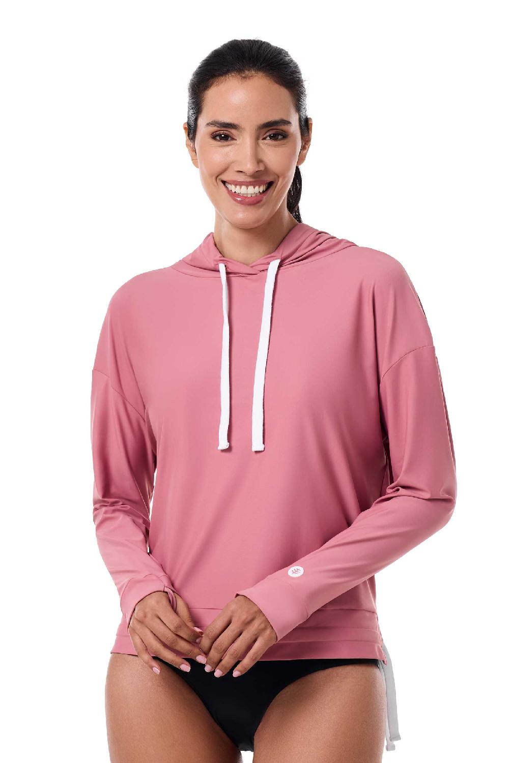 Coolibar Women's Waikal Swim Hoodie | Terracotta Rose