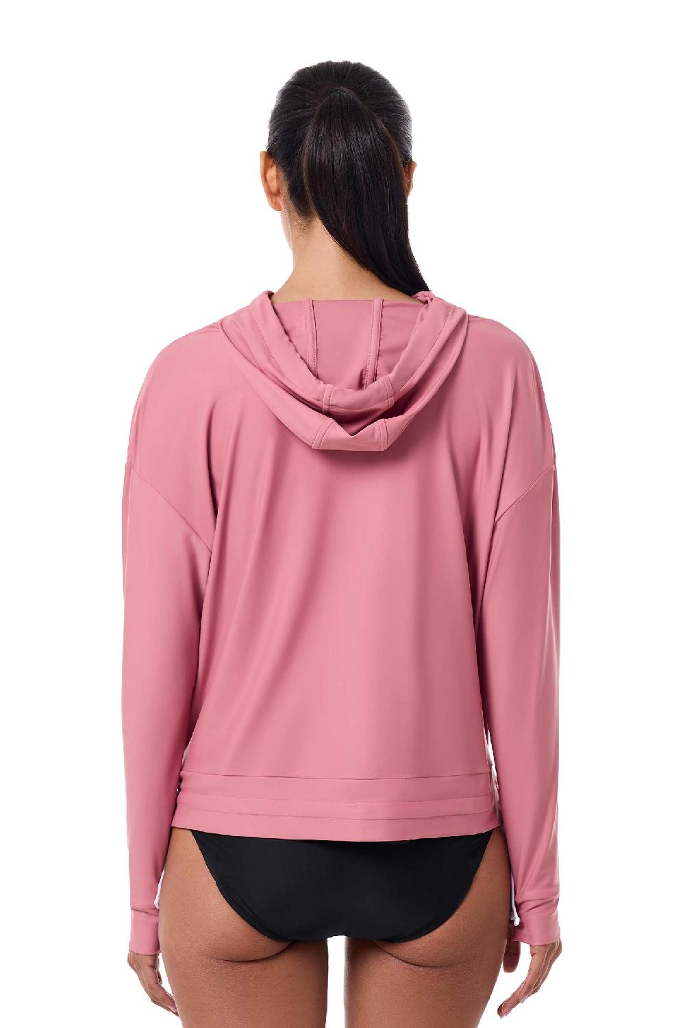 Coolibar Women's Waikal Swim Hoodie | Terracotta Rose
