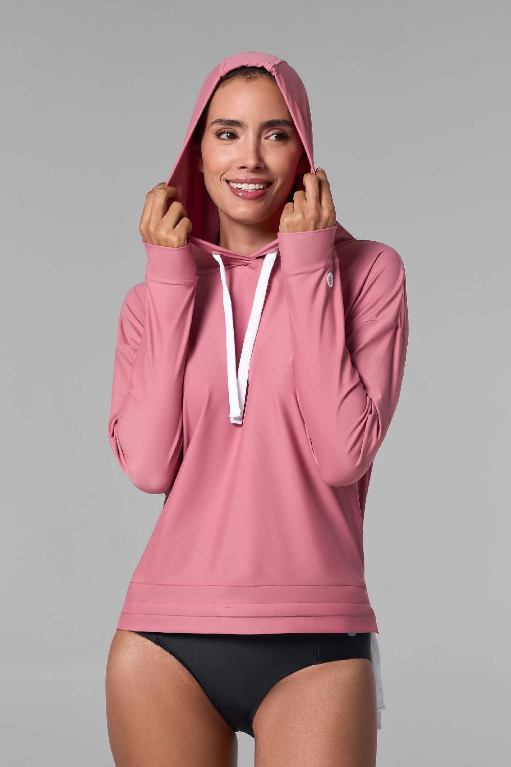 coolibar Women's Waikal Swim Hoodie | Terracotta Rose