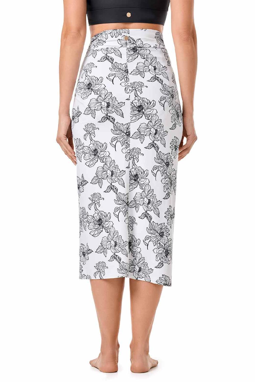 Coolibar Womens North Bay Village Knot Cover-Up | White/Black Perfect Peony