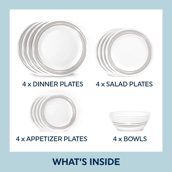 Corelle Corelle® Brushed Silver 16-piece Dinnerware Set Service For 4