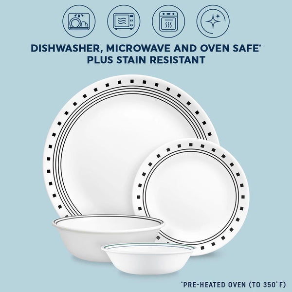 Corelle Corelle® City Block 12-piece Mugless Dinnerware Set Service For 4