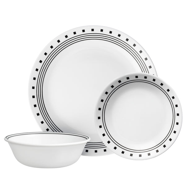 corelle Corelle® City Block 12-piece Mugless Dinnerware Set Service for 4