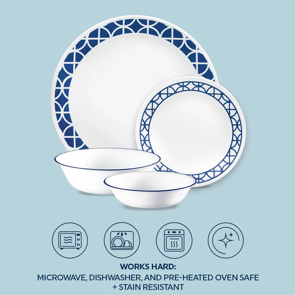Corelle Corelle® Cobalt Circles 16-piece Mugless Dinnerware Set Service Of 4