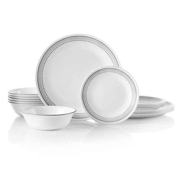 corelle Corelle® Mystic Gray 18-piece Mugless Dinnerware Set Service for 6