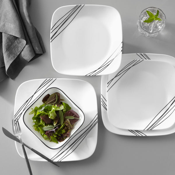 Corelle Corelle® Square Simple Sketch 18-piece Dinnerware Set Service For 6