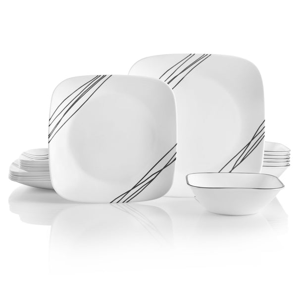 Corelle Corelle® Square Simple Sketch 18-piece Dinnerware Set Service For 6