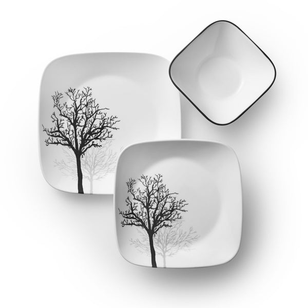 Corelle Corelle® Square Timber Shadows 12-piece Dinnerware Set Service For 4