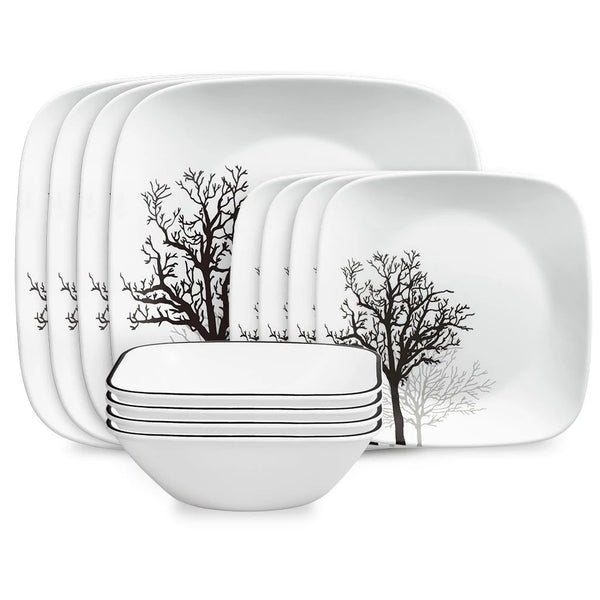 corelle Corelle® Square Timber Shadows 12-piece Dinnerware Set Service for 4