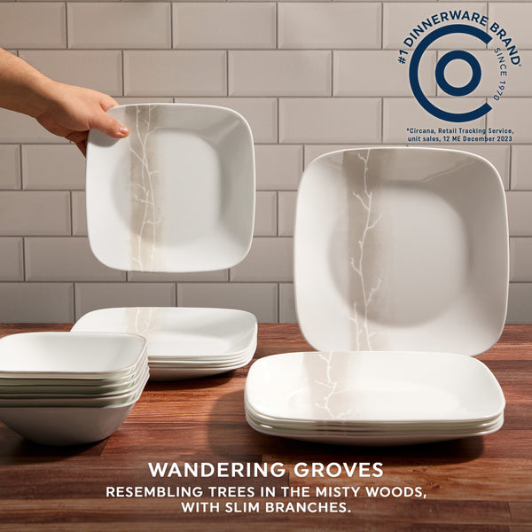 Corelle Corelle® Square Wandering Grove 18-piece Dinnerware Set Service For 6