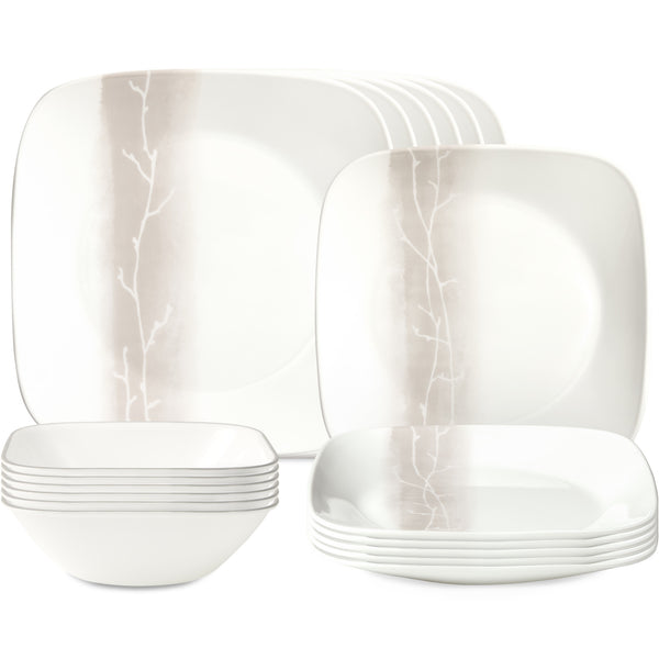 corelle Corelle® Square Wandering Grove 18-piece Dinnerware Set Service for 6