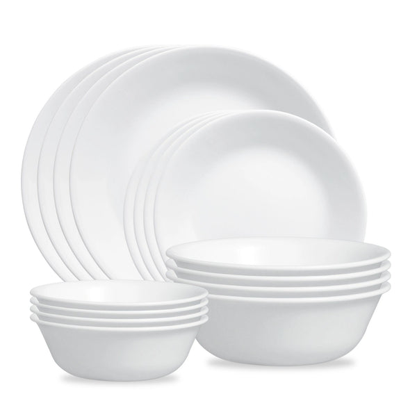 corelle Corelle® Winter Frost White 16-piece Mugless Dinnerware Set Service for 4