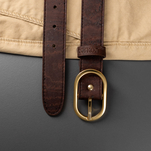 Corkor Belt Women Cork 30mm - Gold Buckle