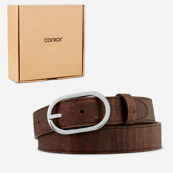 Corkor Belt Women Cork 30mm - Silver Buckle