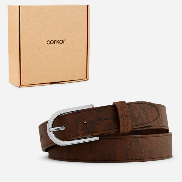 Corkor Cork Belt Women 30mm (1 1/8") - Silver Buckle