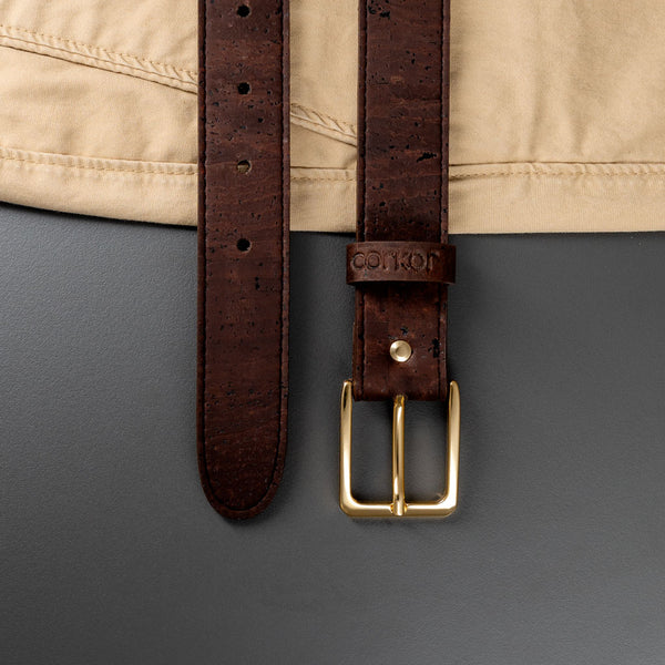 Corkor Women Cork Belt 1 18" (30mm) - Gold Buckle