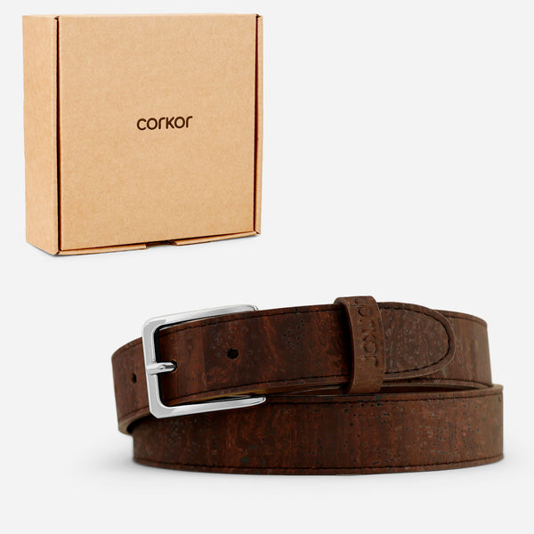 Corkor Women Cork Belt 1 18" (30mm) - Silver Buckle