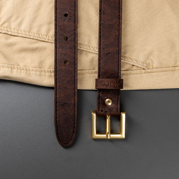 Corkor Women Cork Belt 1" (25mm) - Gold Buckle