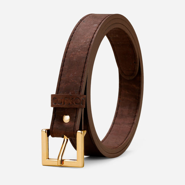 corkor Women Cork Belt 1" (25mm) - Gold Buckle