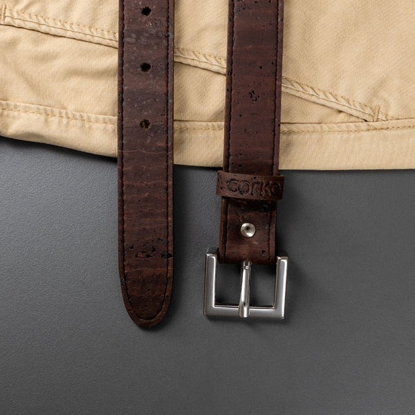Corkor Women Cork Belt 1" (25mm) - Silver Buckle