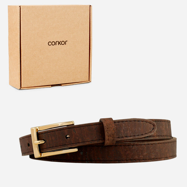 Corkor Women Cork Belt 20mm (13/16") - Gold Buckle
