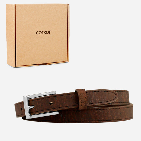 Corkor Women Cork Belt 20mm (13/16") - Silver Buckle