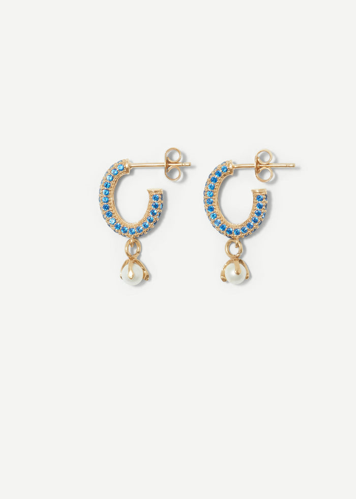 Cornelia Webb Stoned Drop Hoop Earring | Pearl