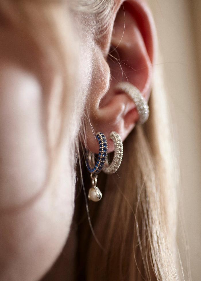 Cornelia Webb Stoned Drop Hoop Earring | Pearl