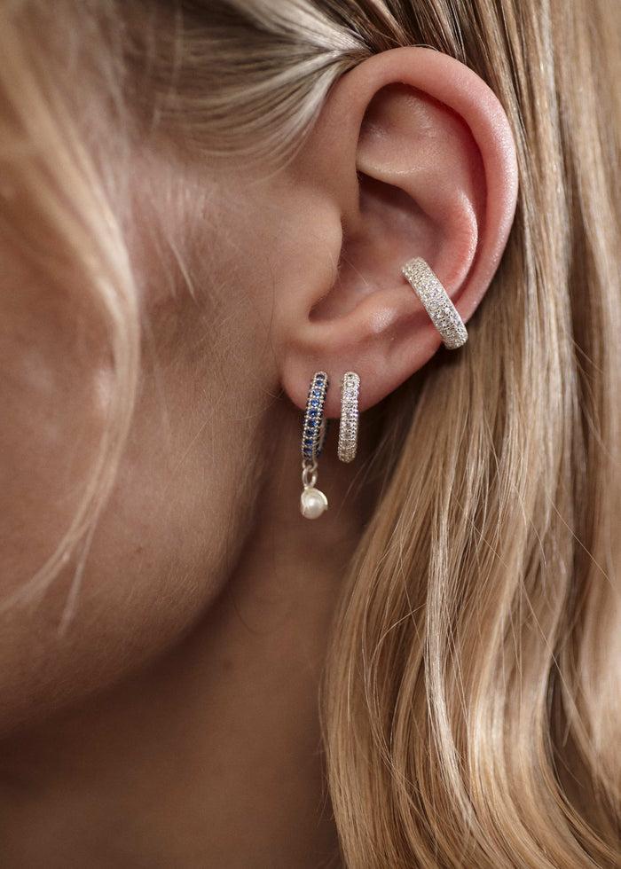 Cornelia Webb Stoned Drop Hoop Earring | Pearl