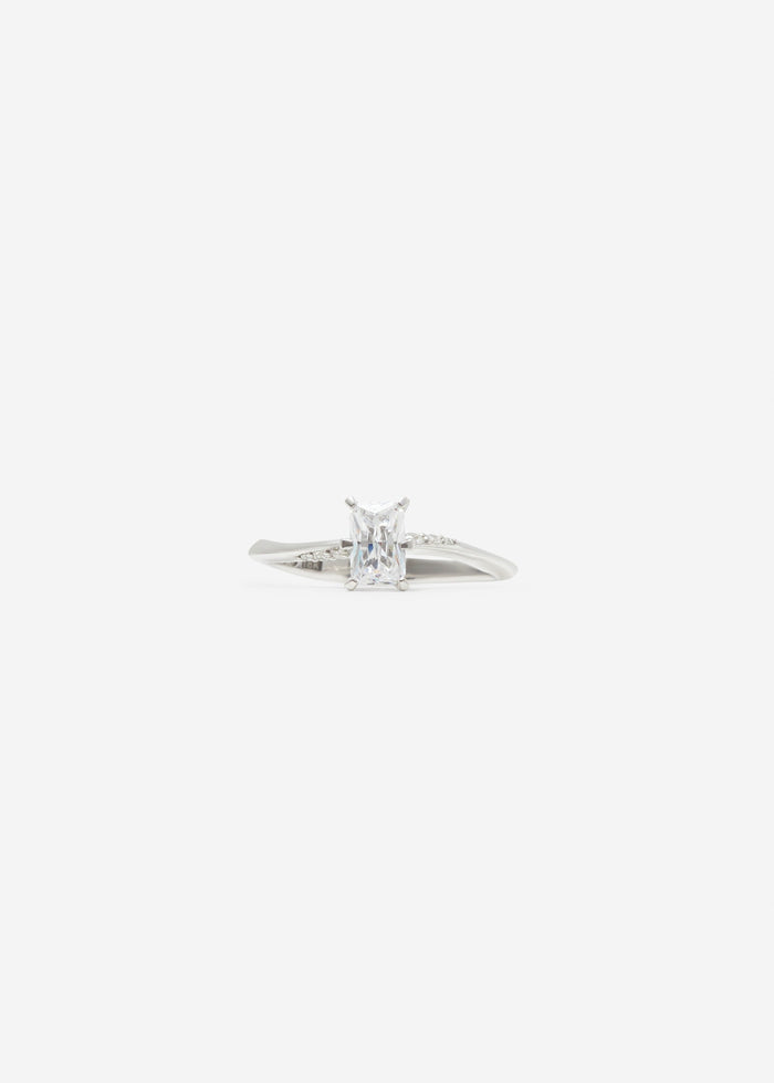 cornelia webb Emerald Cut Solitaire Ring Midi Pavé 0.3 - 0.5 Ct