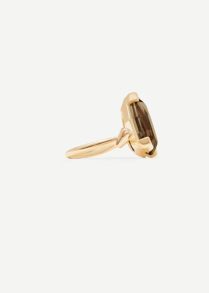 Cornelia Webb Warped Duo Heptagon Ring | Smokey Quartz