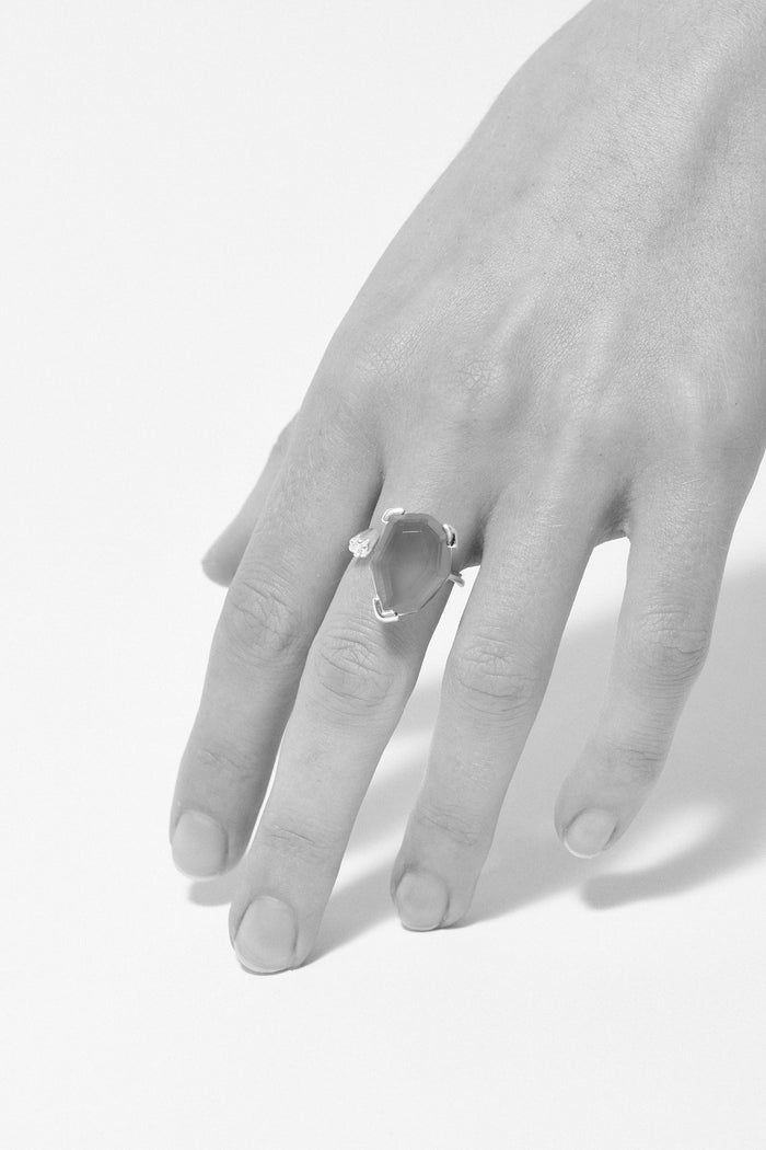 Cornelia Webb Warped Duo Heptagon Ring | Smokey Quartz