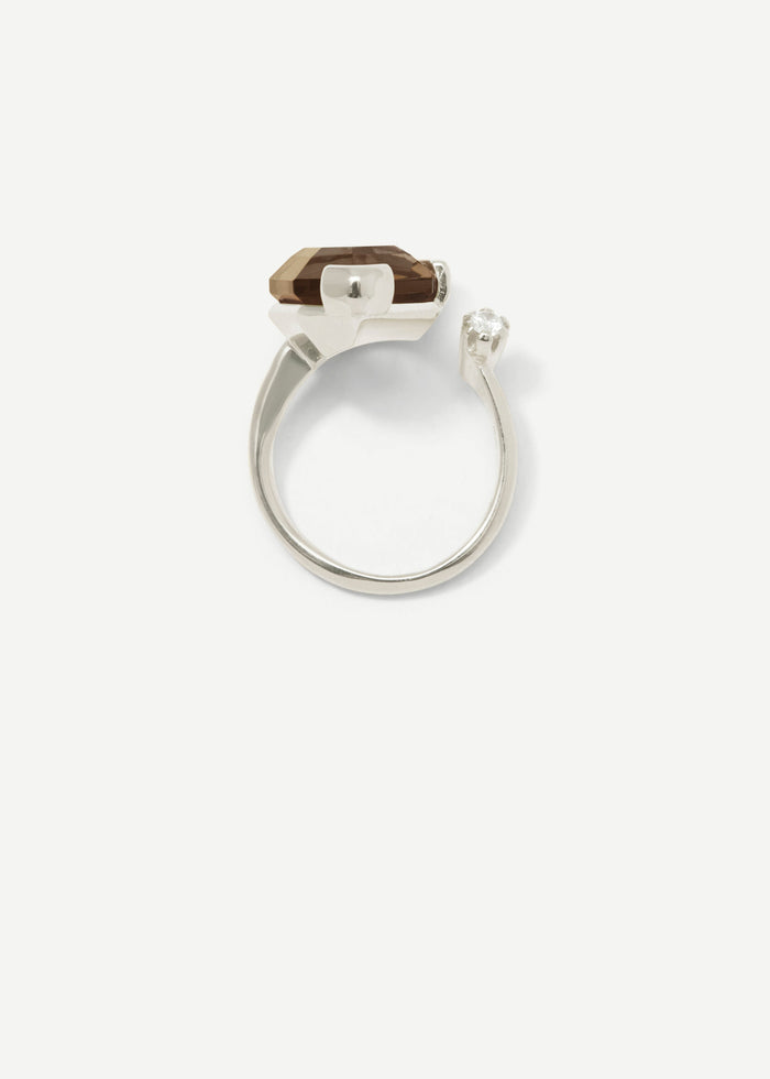 Cornelia Webb Warped Duo Heptagon Ring | Smokey Quartz