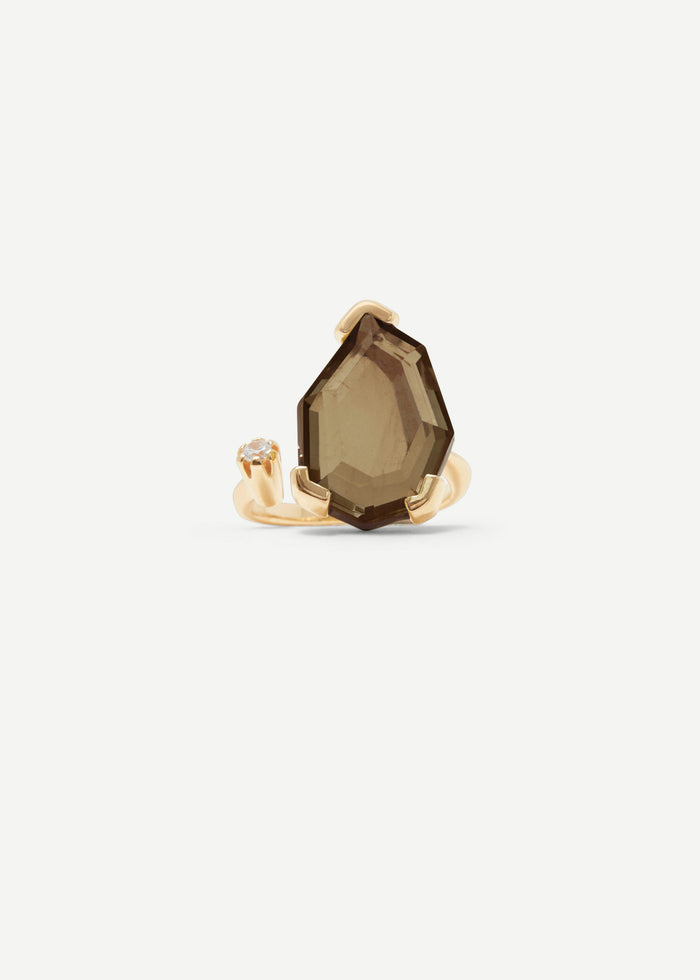cornelia webb Warped Duo Heptagon Ring | Smokey Quartz