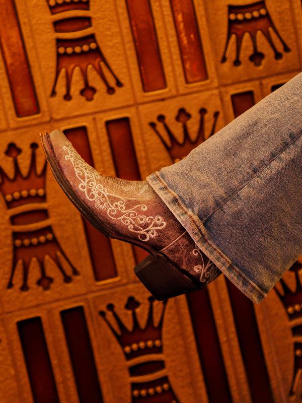 Corral Boots A1094 - WOMEN'S BONE COLOR FLORAL EMBROIDERY COWBOY BOOT