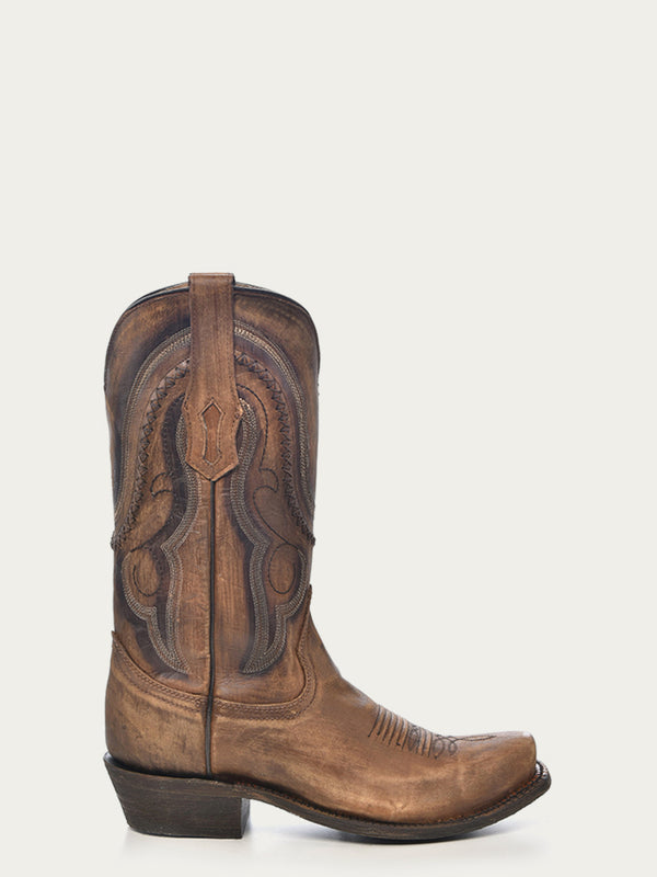 Corral Boots A3479 - MEN'S GOLDEN BROWN WOVEN DETAIL NARROW SQUARE TOE COWBOY BOOT