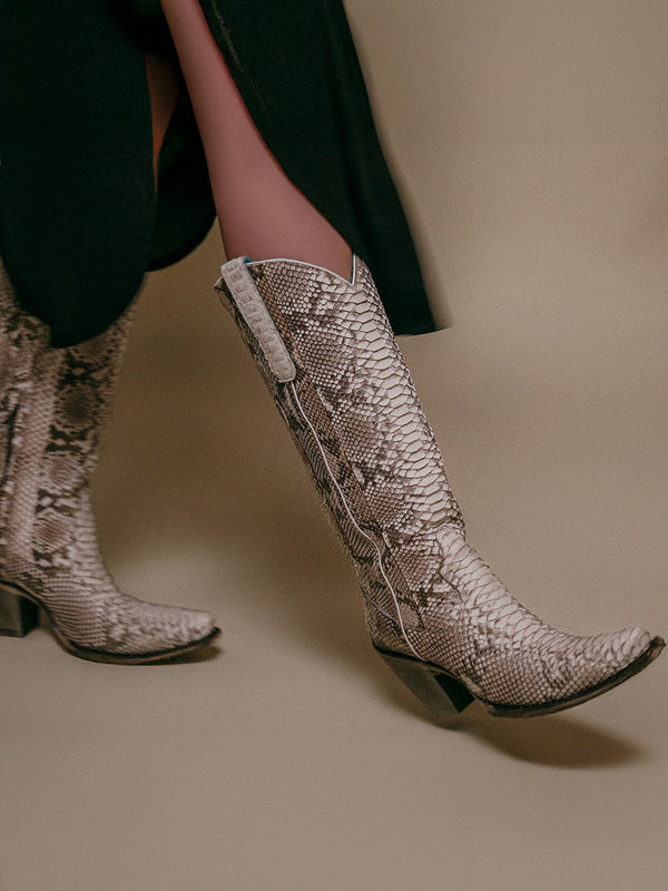 Corral Boots A3789 - WOMEN'S GENUINE FULL PYTHON TALL TOP SNIP TOE COWBOY BOOT