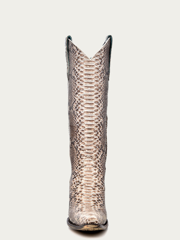 Corral Boots A3789 - WOMEN'S GENUINE FULL PYTHON TALL TOP SNIP TOE COWBOY BOOT