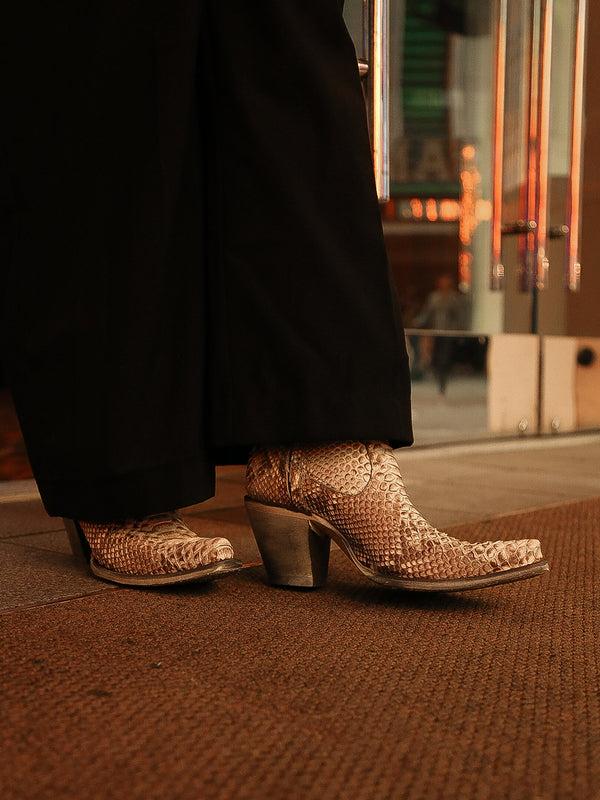 Corral Boots A3791 - WOMEN'S GENUINE FULL PYTHON SNIP TOE ANKLE BOOT WITH ZIPPER