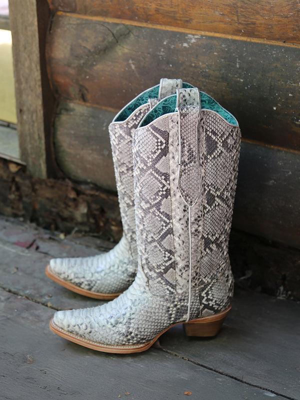 Corral Boots A3798 - WOMEN'S GENUINE FULL PYTHON SNIP TOE COWBOY BOOT