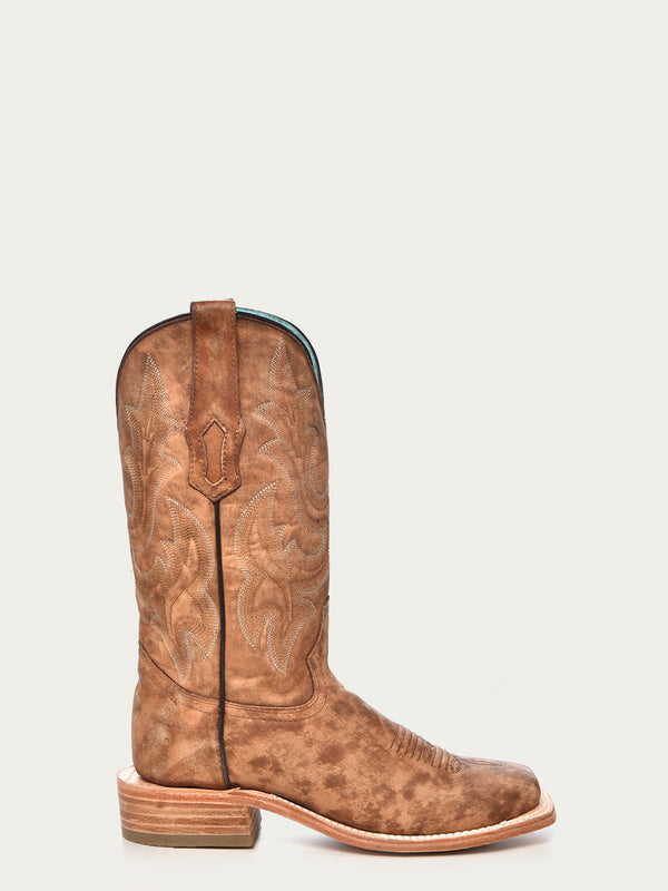 Corral Boots A4143 - WOMEN'S EMBROIDERY SAND WIDE SQUARE TOE COWBOY BOOT